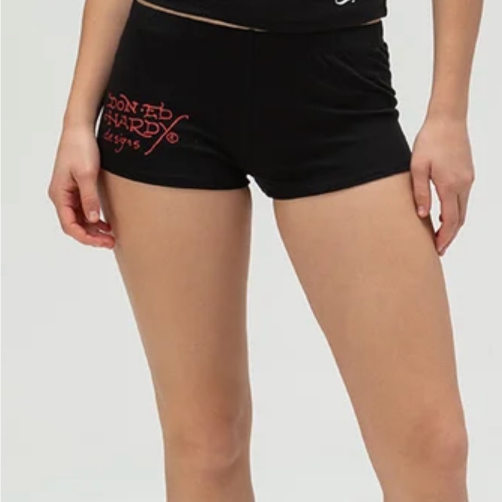 Ed Hardy Black Logo Mini Shorts